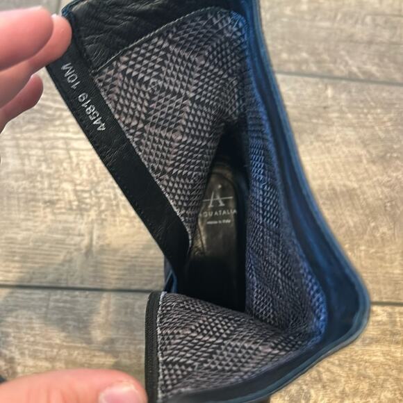 Aquatalia Black Leather Pointed Toe Block Heel Boots Size 10 - Picture 4 of 9